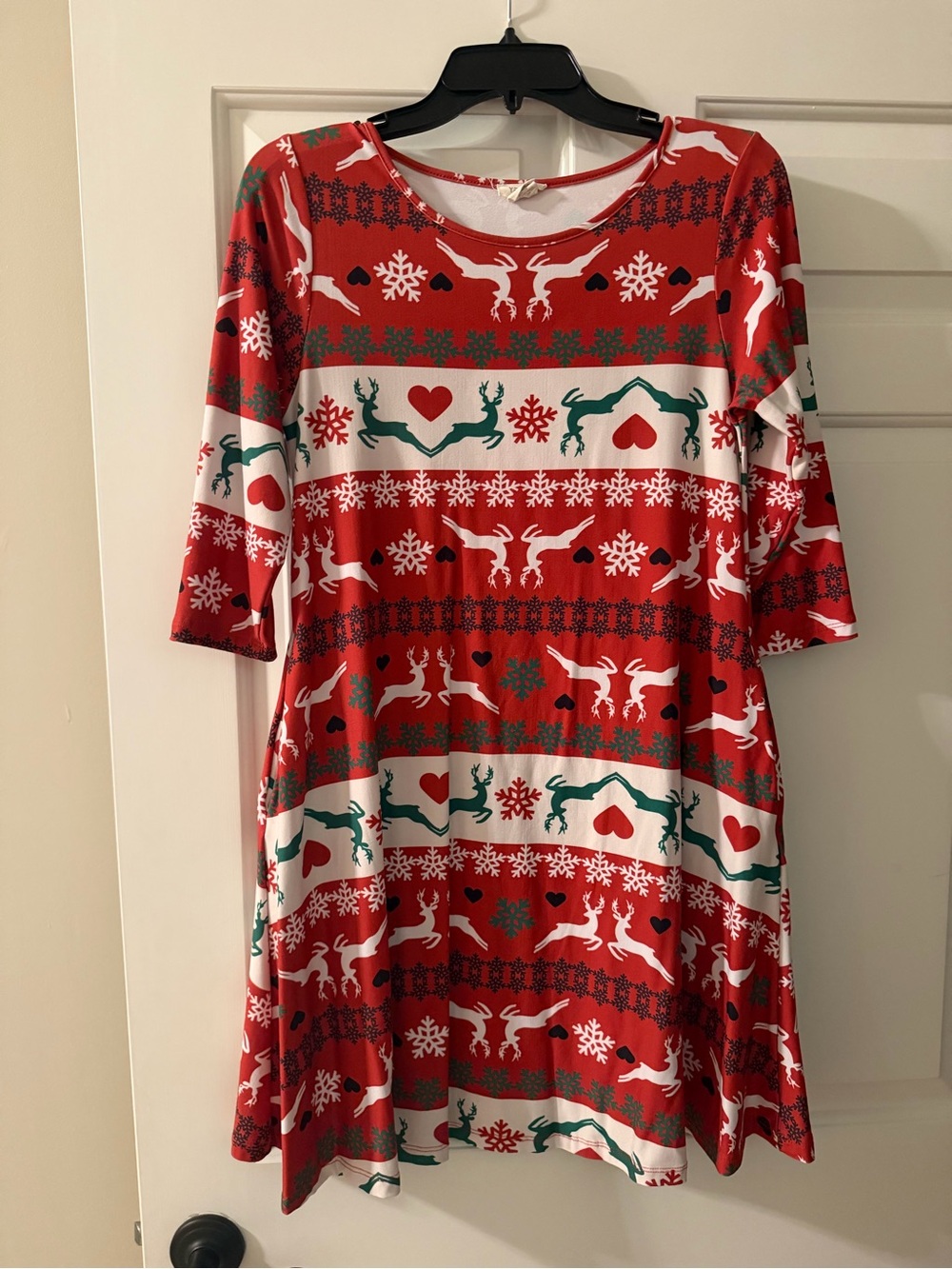 Yelete Red and White Holiday Print Dress
